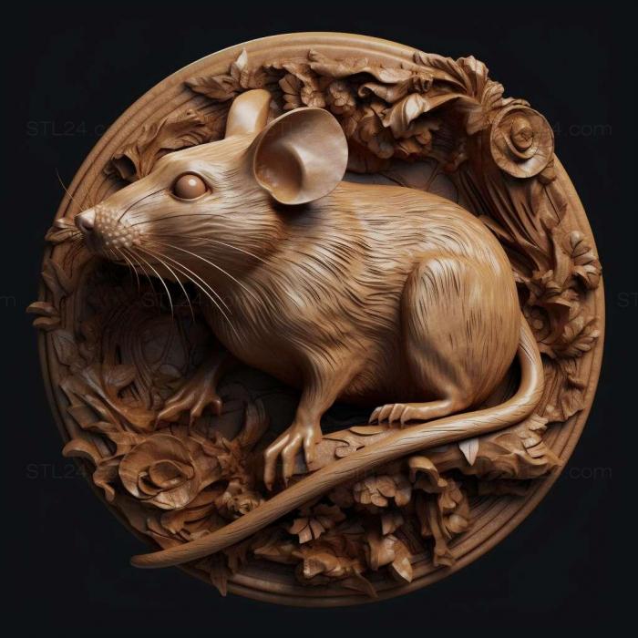 Nature and animals (mouse 3d model 1, NATURE_6693) 3D models for cnc